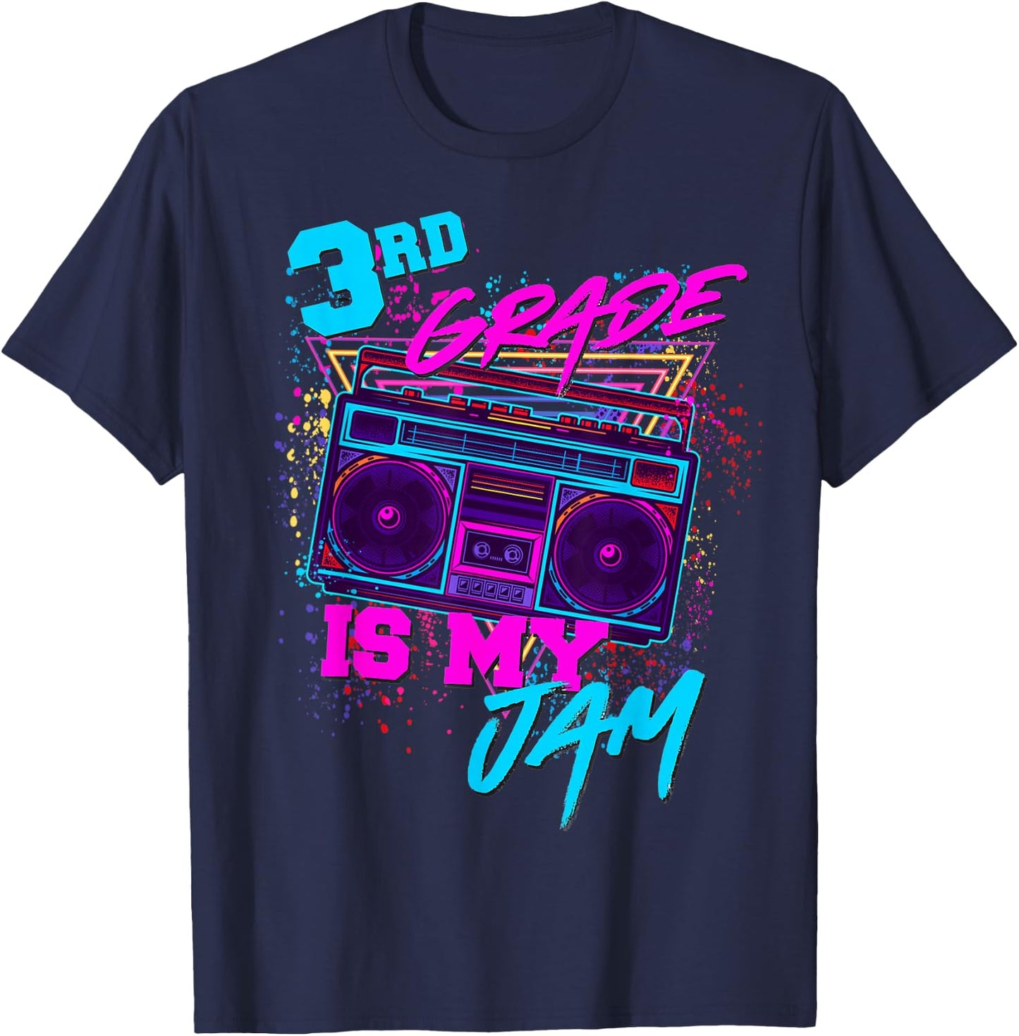 3rd Grade Is My Jam Third 80s 1980s Teacher Student Retro T-Shirt - T-Shirt | Navy