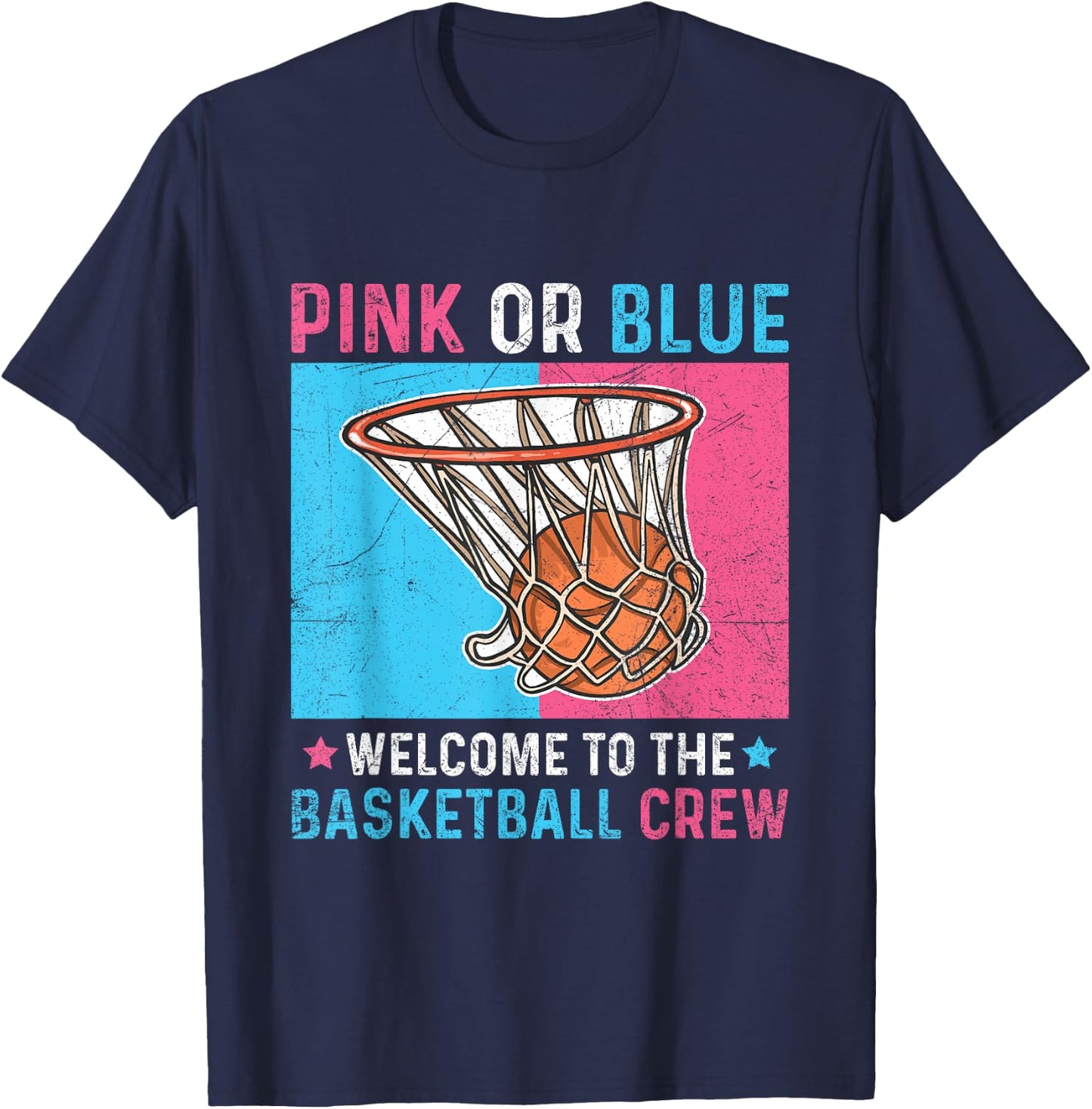 Gender Reveal Basketball Design for a Basketball Player T-Shirt - T-Shirt | Navy