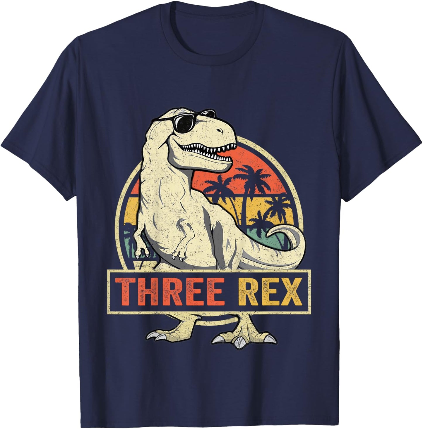 Three Rex 3rd Birthday Shirt Third Dinosaur 3 Year Old T-Shirt - T-Shirt | Navy