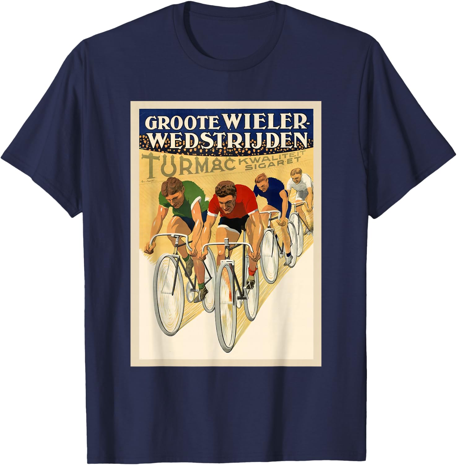 Bicycle Cycling Race Retro Vintage Racing Sports T-Shirt - T-Shirt | Navy