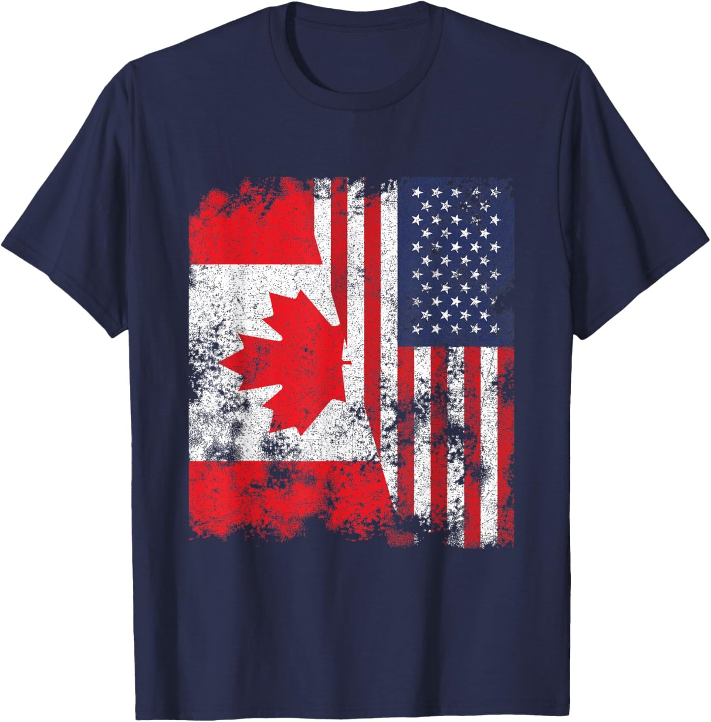 Canada USA Flag Distressed - Half American Women Kids Men T-Shirt - T-Shirt | Navy