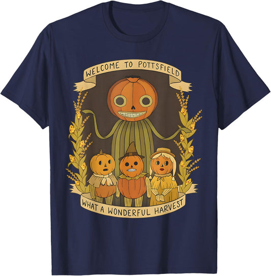 Spooky Pottsfield Harvest Festival Pumpkin Vibes Halloween T-Shirt - T-Shirt | Navy