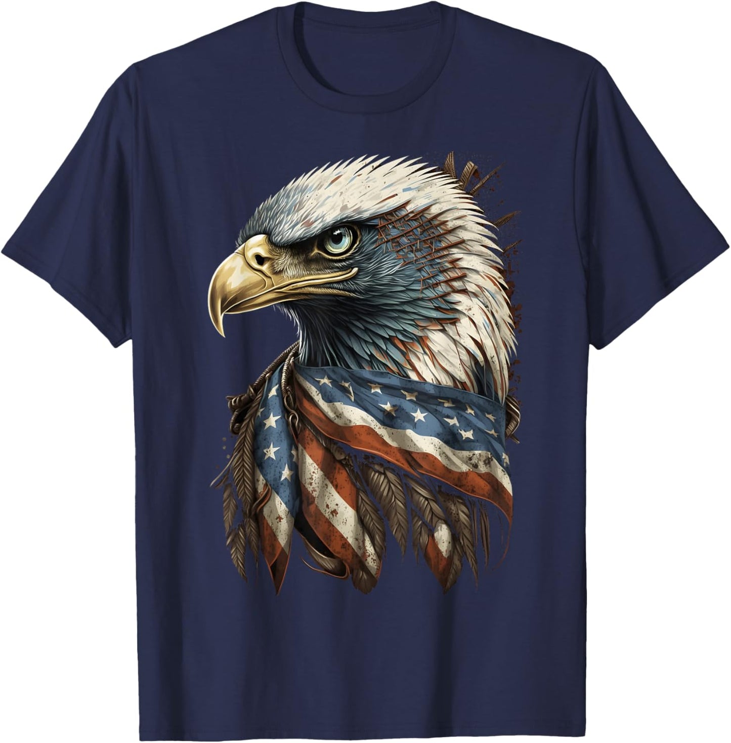 Patriotic Bald Eagle 4th Of July Men USA American Flag T-Shirt - T-Shirt | Navy