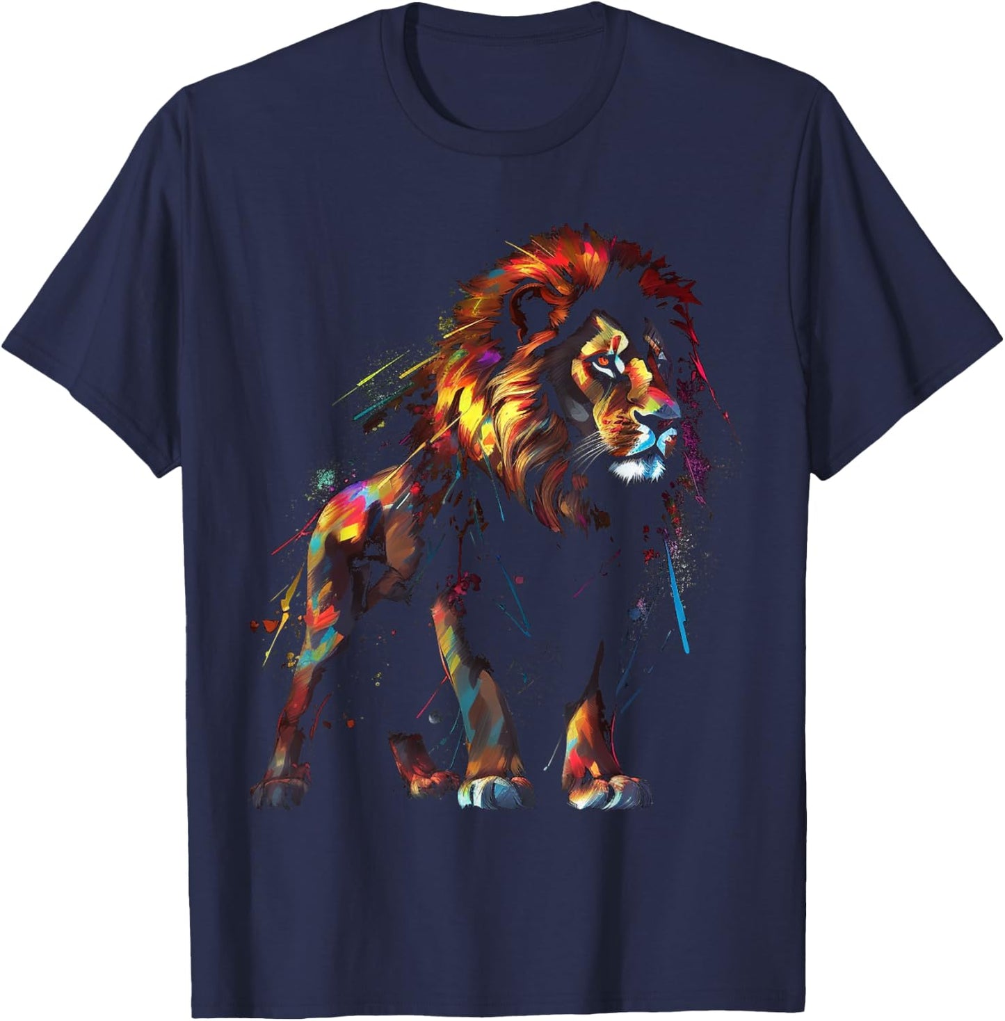 Lion art colourful animal lovers motif zoo lion T-Shirt - T-Shirt | Navy