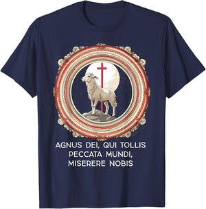 Agnus Dei Sanctus Traditional Latin Mass Catholic T-Shirt - T-Shirt | Navy