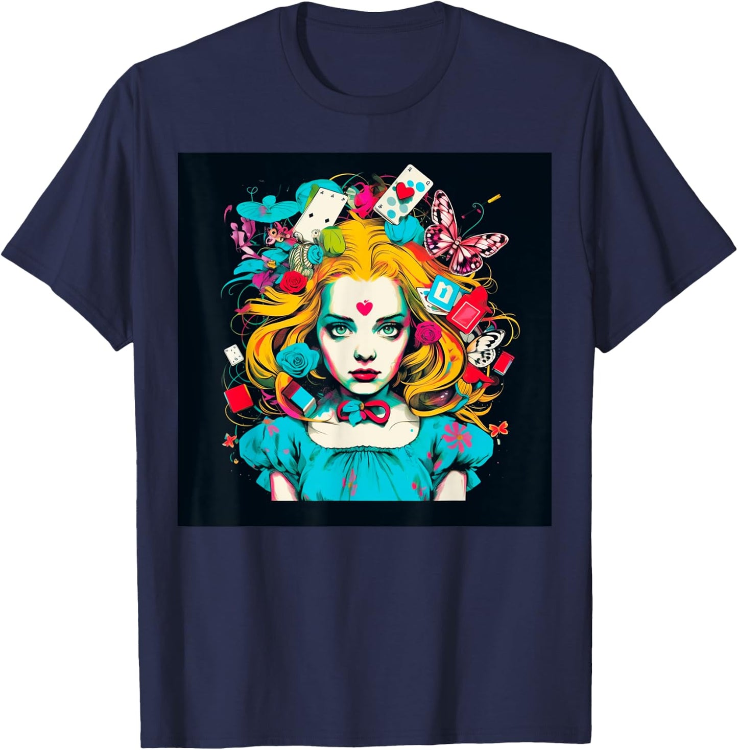 Alice T Wonderland Pop Surrealism Fiction Clothing Punk T T-Shirt - T-Shirt | Navy