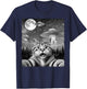 Funny Alien Cat Selfie with UFOs Gift Men Women Kids T-Shirt - T-Shirt | Navy