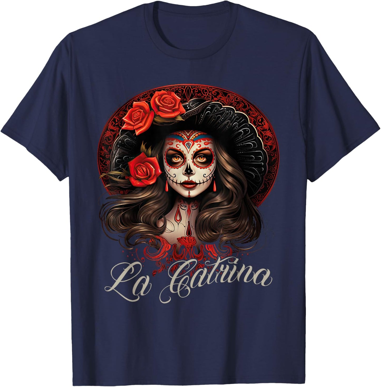 La Catrina Dress Stylish Day of The Dead Costume La Catrina T-Shirt - T-Shirt | Navy