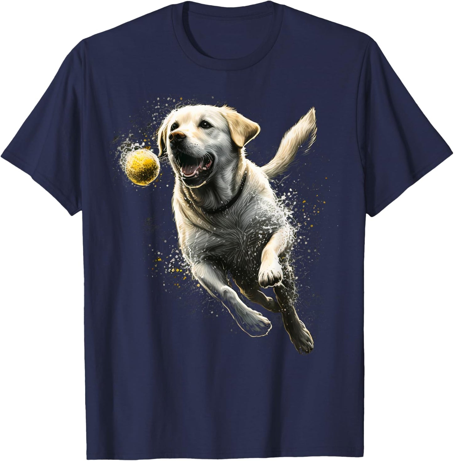 Yellow Labrador Retriever chasing a ball Labrador Retriever T-Shirt - T-Shirt | Navy
