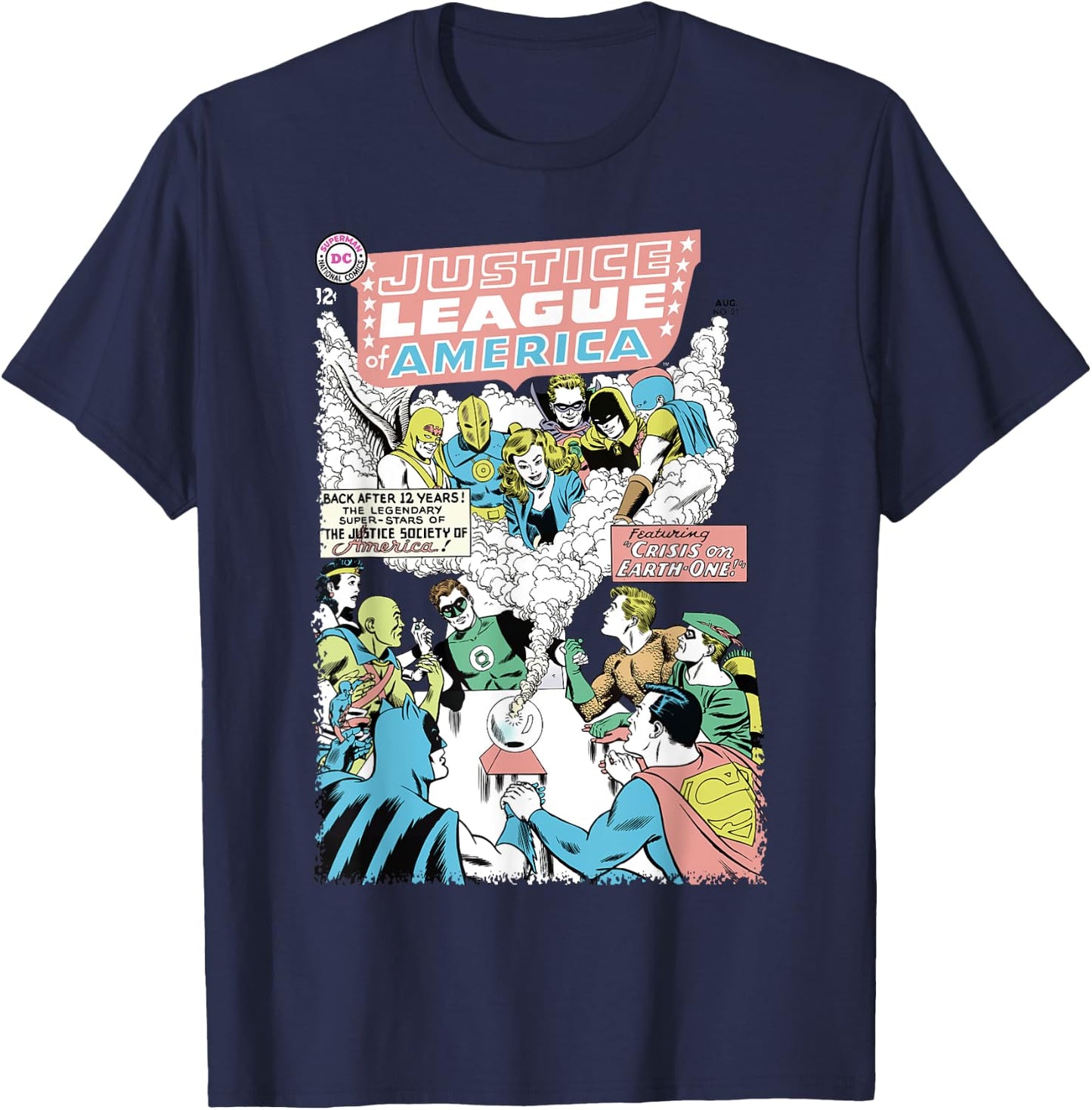 DC Justice League Cover 21 Crisis T-Shirt - T-Shirt | Navy