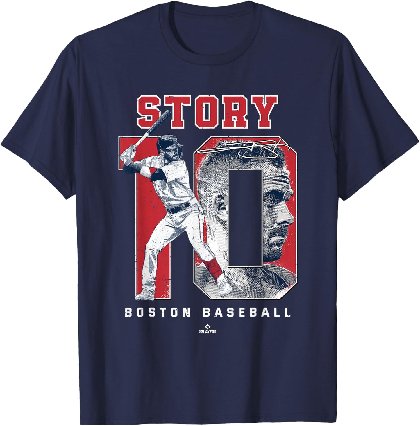 Number and Portrait Trevor Story Boston MLBPA T-Shirt - T-Shirt | Navy