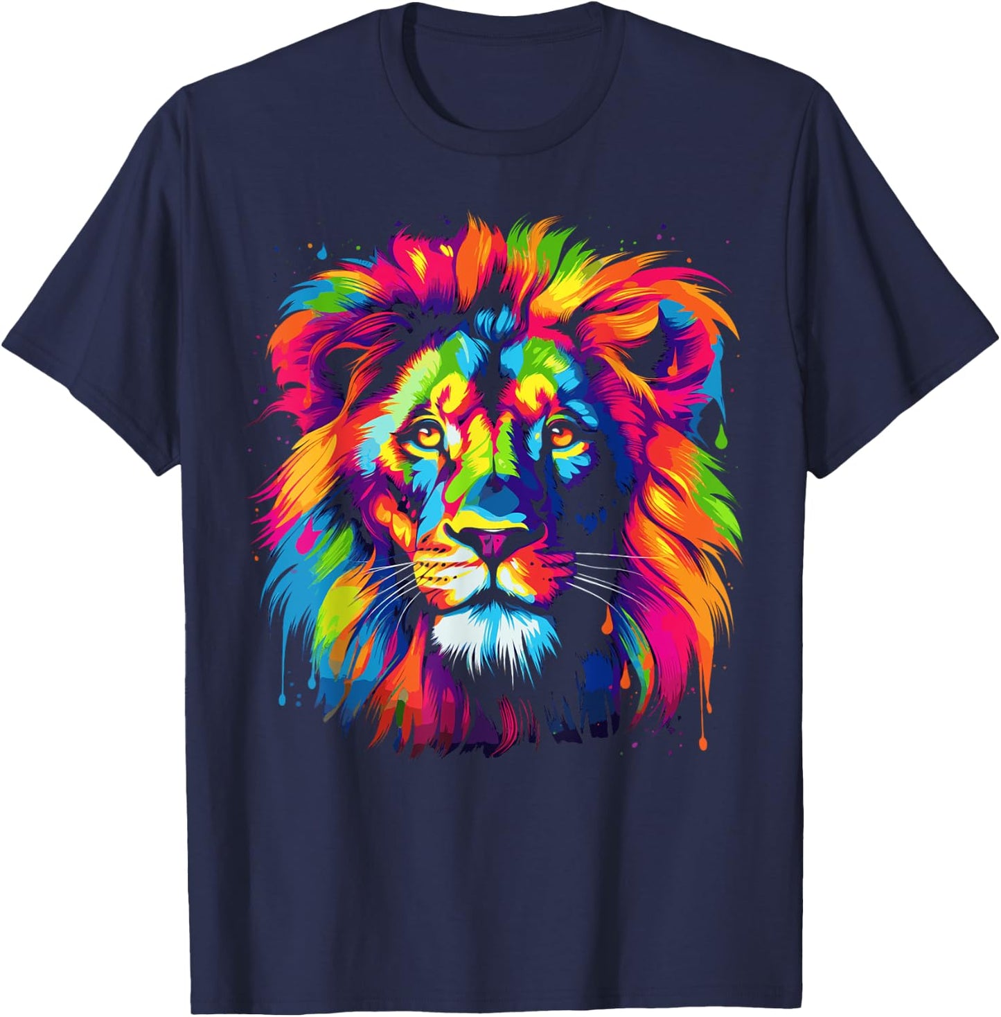 Rainbow Lion Shirt Men Women Boys Girls T-Shirt - T-Shirt | Navy