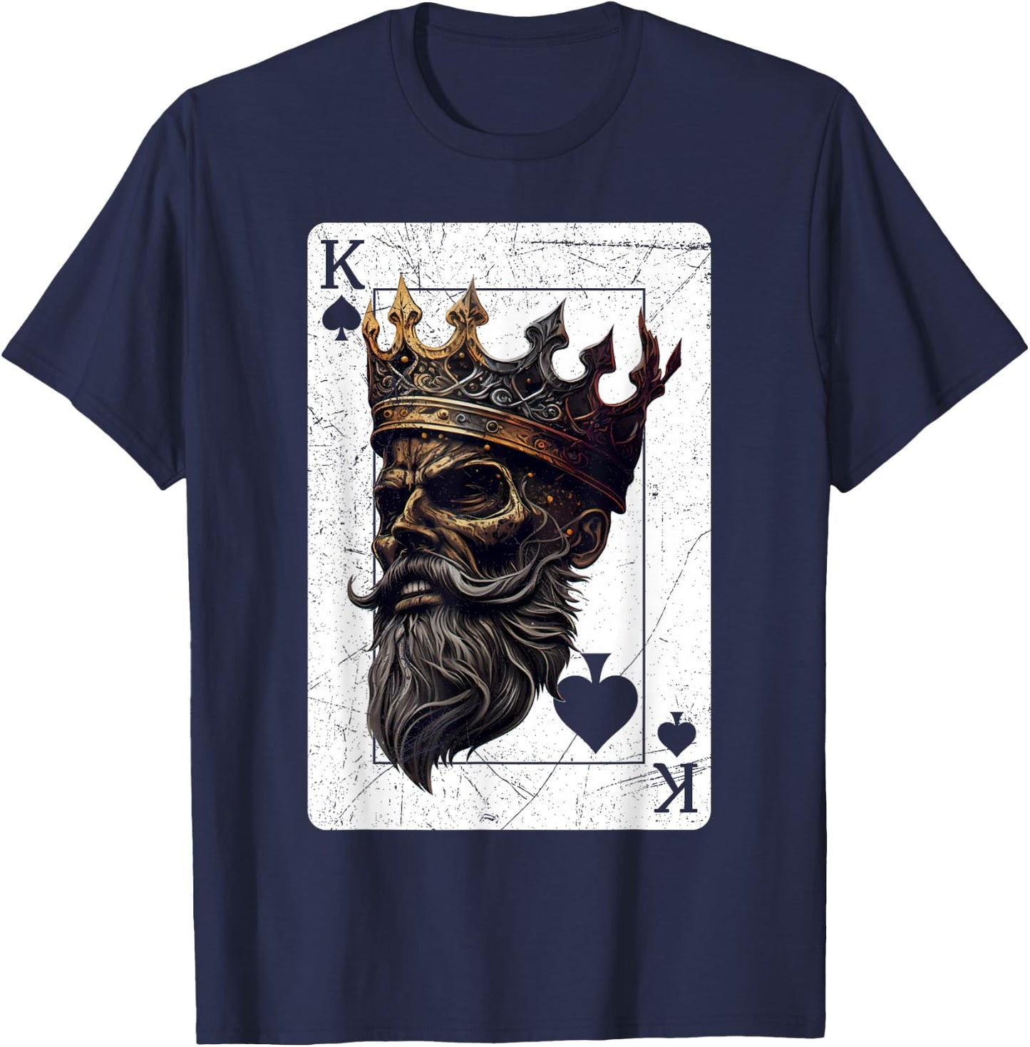 King Spades Creepy Halloween Card Game Poker Gothic T-Shirt - T-Shirt | Navy
