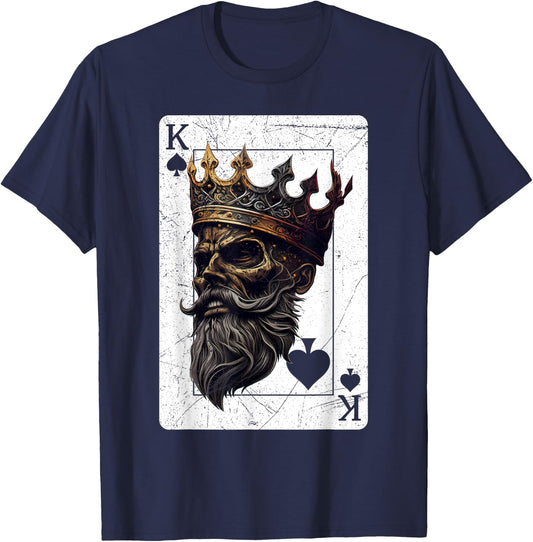 King Spades Creepy Halloween Card Game Poker Gothic T-Shirt - T-Shirt | Navy
