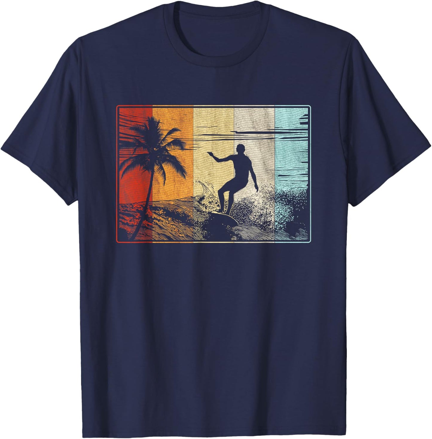Beach Surfing Surfboard Vintage Retro Surfboarder Surfer T-Shirt - T-Shirt | Navy