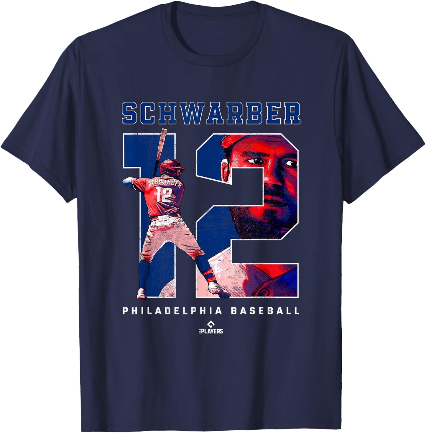 Number and Portrait Kyle Schwarber Philadelphia MLBPA T-Shirt - T-Shirt | Navy