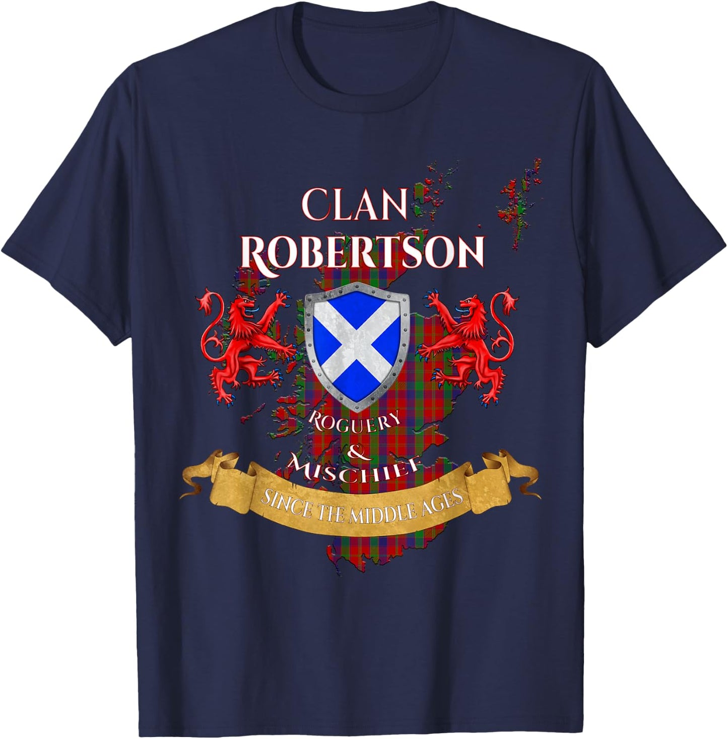 Robertson Scottish Family Clan Middle Ages Mischief T-Shirt - T-Shirt | Navy