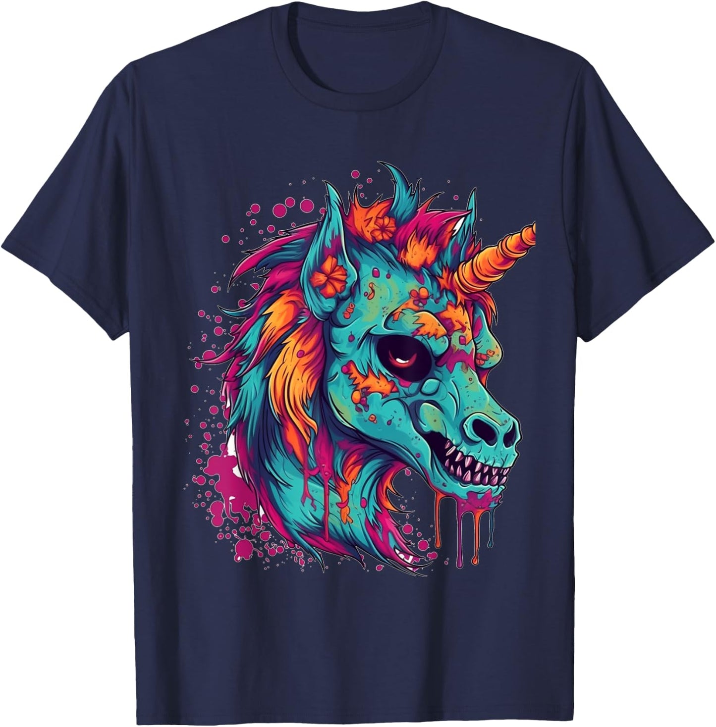 Zombie Unicorn Halloween Costume Scary Magical Women Girls T-Shirt - T-Shirt | Navy