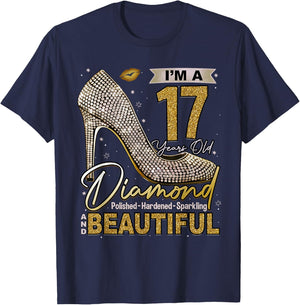 I'm A 17 Years Old Diamond, 17 and Fabulous Birthday Girls T-Shirt - T-Shirt | Navy