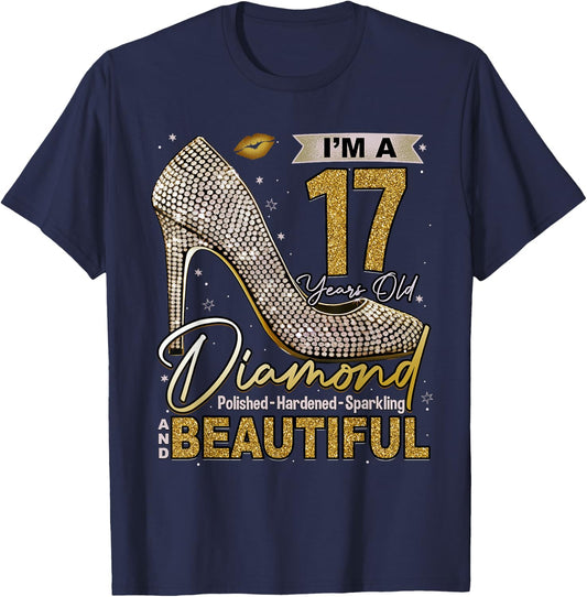 I'm A 17 Years Old Diamond, 17 and Fabulous Birthday Girls T-Shirt - T-Shirt | Navy