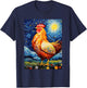 Chicken Starry Night Van Gogh Style Graphic T-Shirt - T-Shirt | Navy