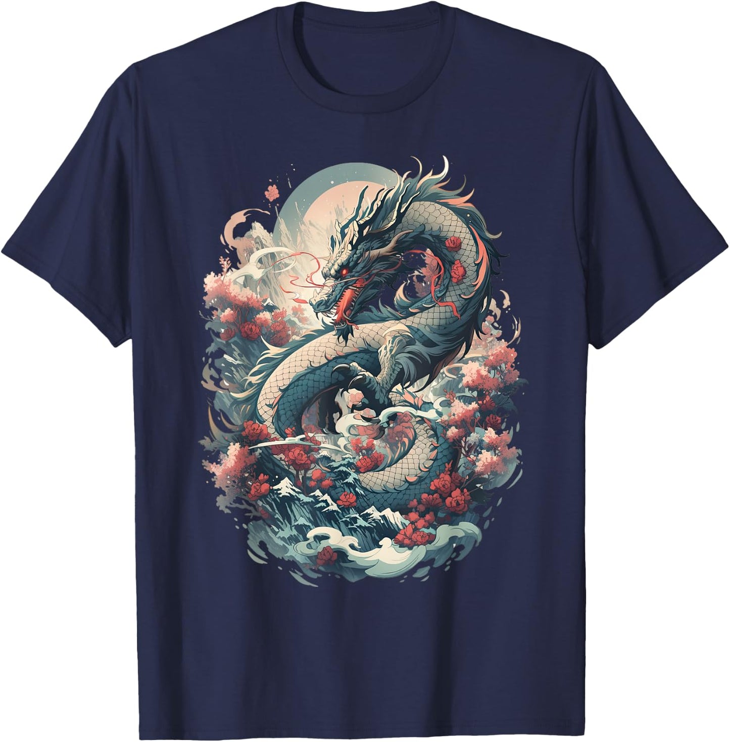 Japanese Aesthetic Dragon japanese art Japan Tattoo T-Shirt - T-Shirt | Navy