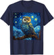 Surreal Starry Night Owl T-Shirt - T-Shirt | Navy