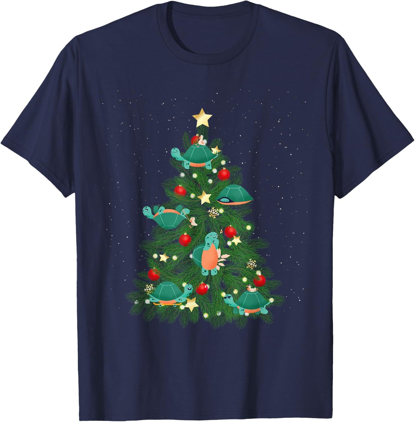 Sea Turtle Tortoise Christmas Tree T-Shirt - T-Shirt | Navy