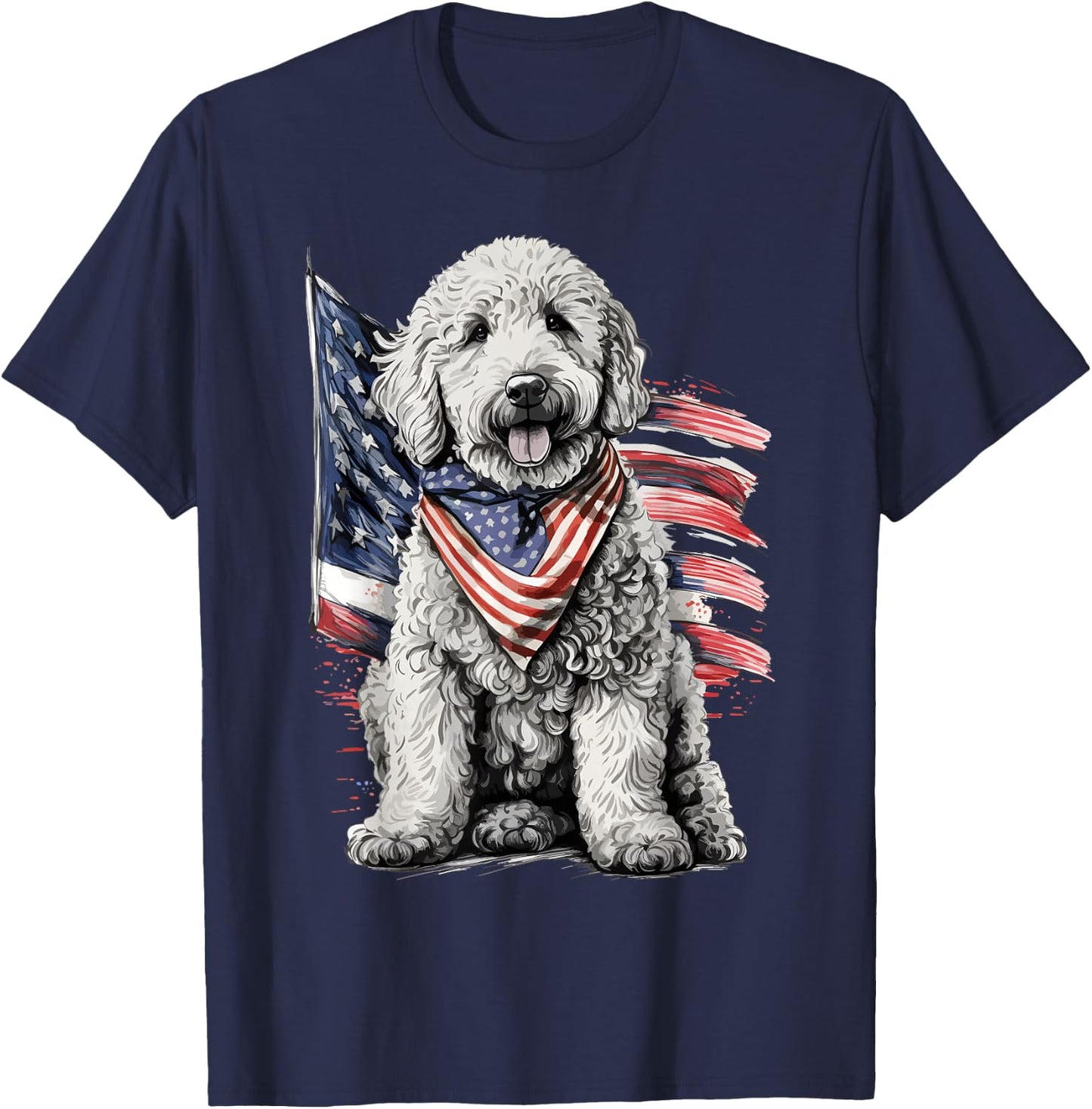Goldendoodle 4th of July Patriotic Golden Doodle Dog T-Shirt - T-Shirt | Navy