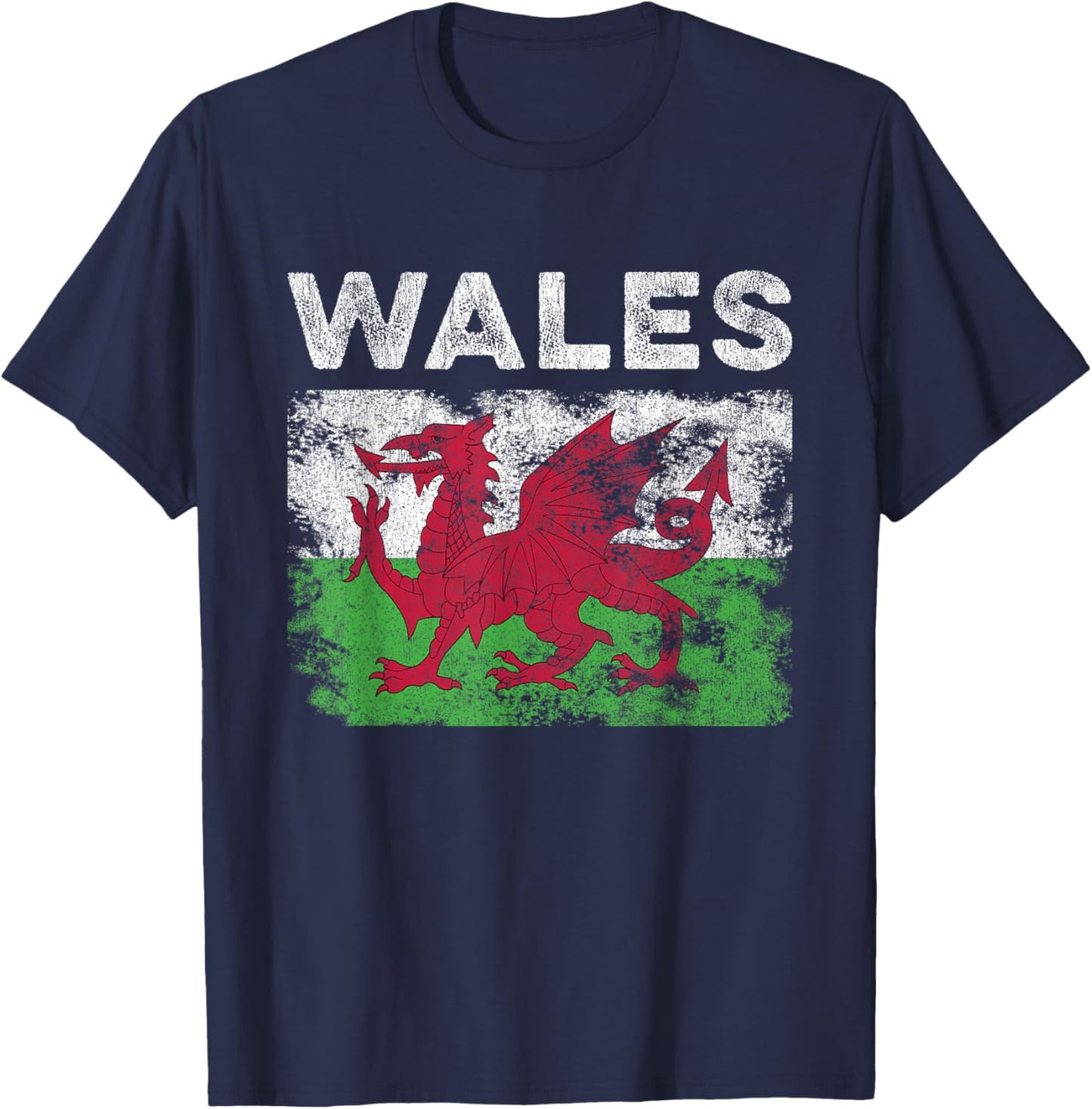 Wales Flag Distressed - Men Women Kids - Welsh Flag T-Shirt - T-Shirt | Navy