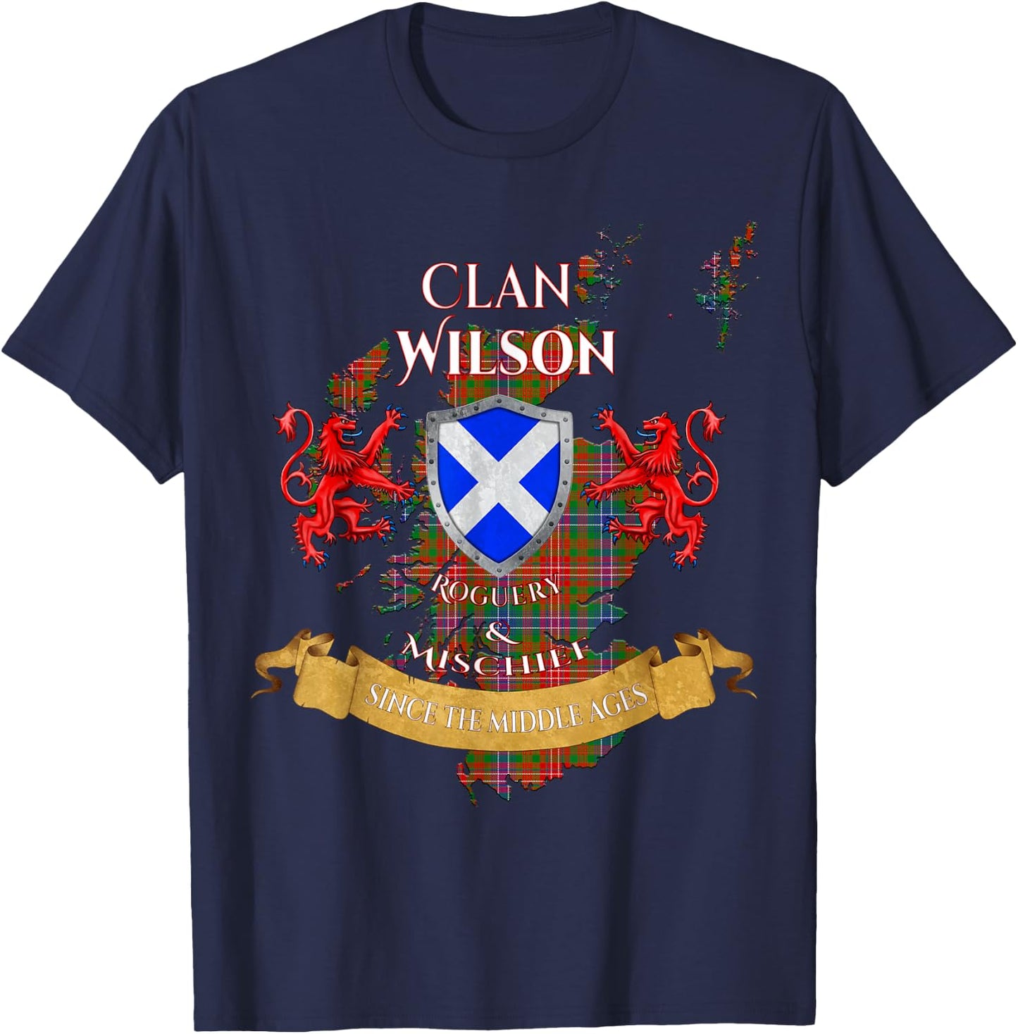 Wilson Scottish Family Clan Middle Ages Mischief T-Shirt - T-Shirt | Navy
