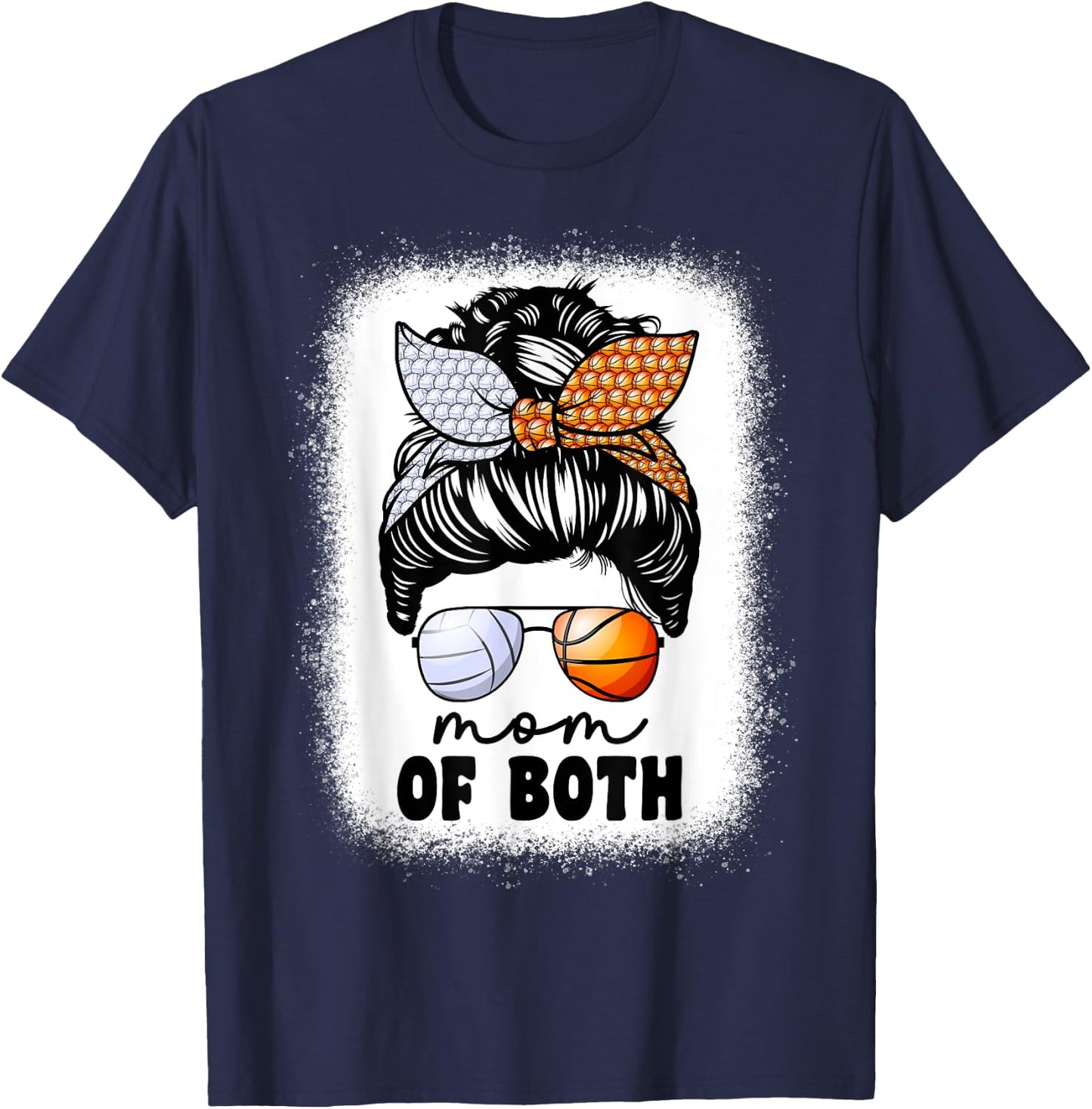 Mom Of Both Volleyball And Basketball Mom Mama T-Shirt - T-Shirt | Navy