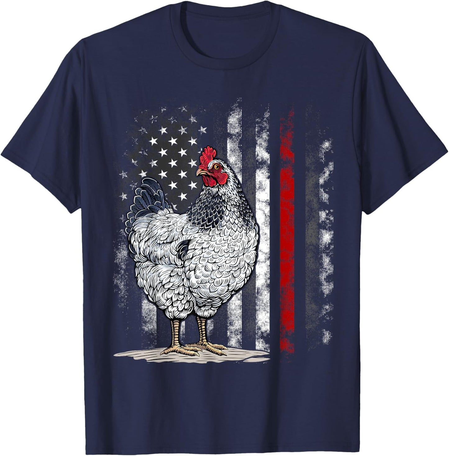 American Flag Chicken Vintage Farm Animal Farmer T-Shirt - T-Shirt | Navy