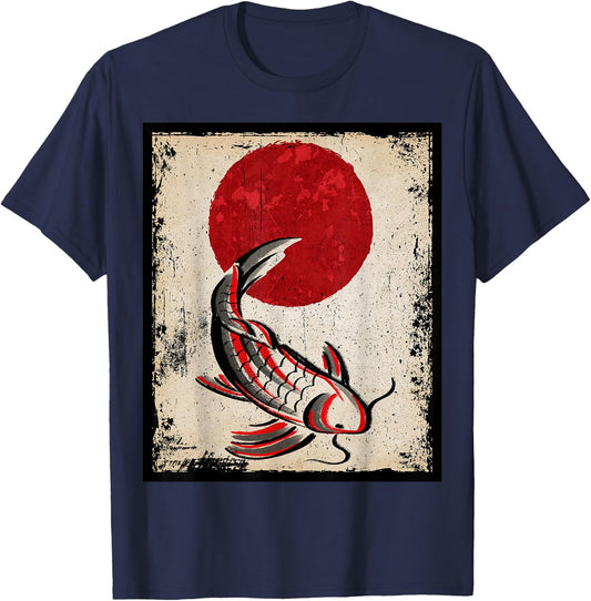 Japan koi carp fish Japanese Art Retro T-Shirt - T-Shirt | Navy