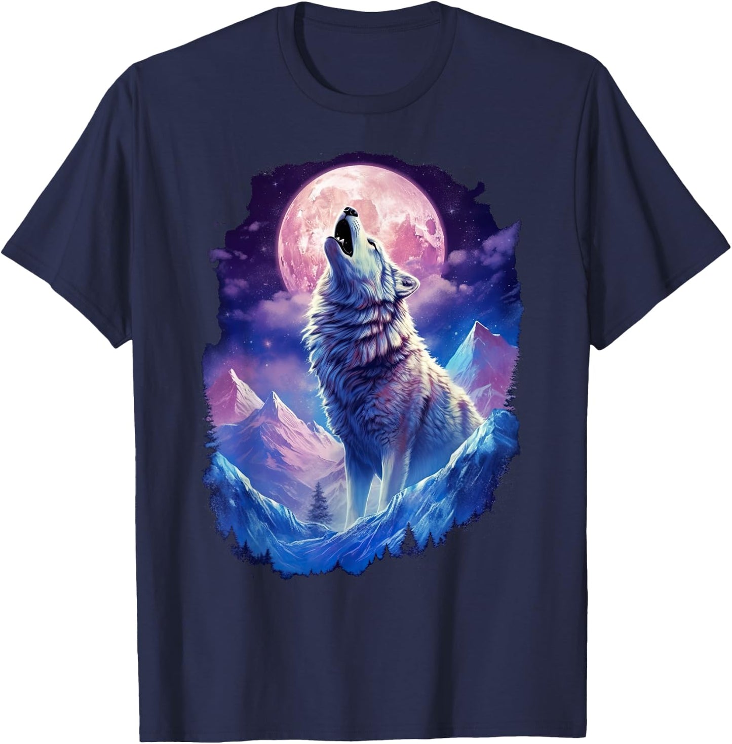 Wolf Moon Howling Funny Wolves pack of wolves T-Shirt - T-Shirt | Navy
