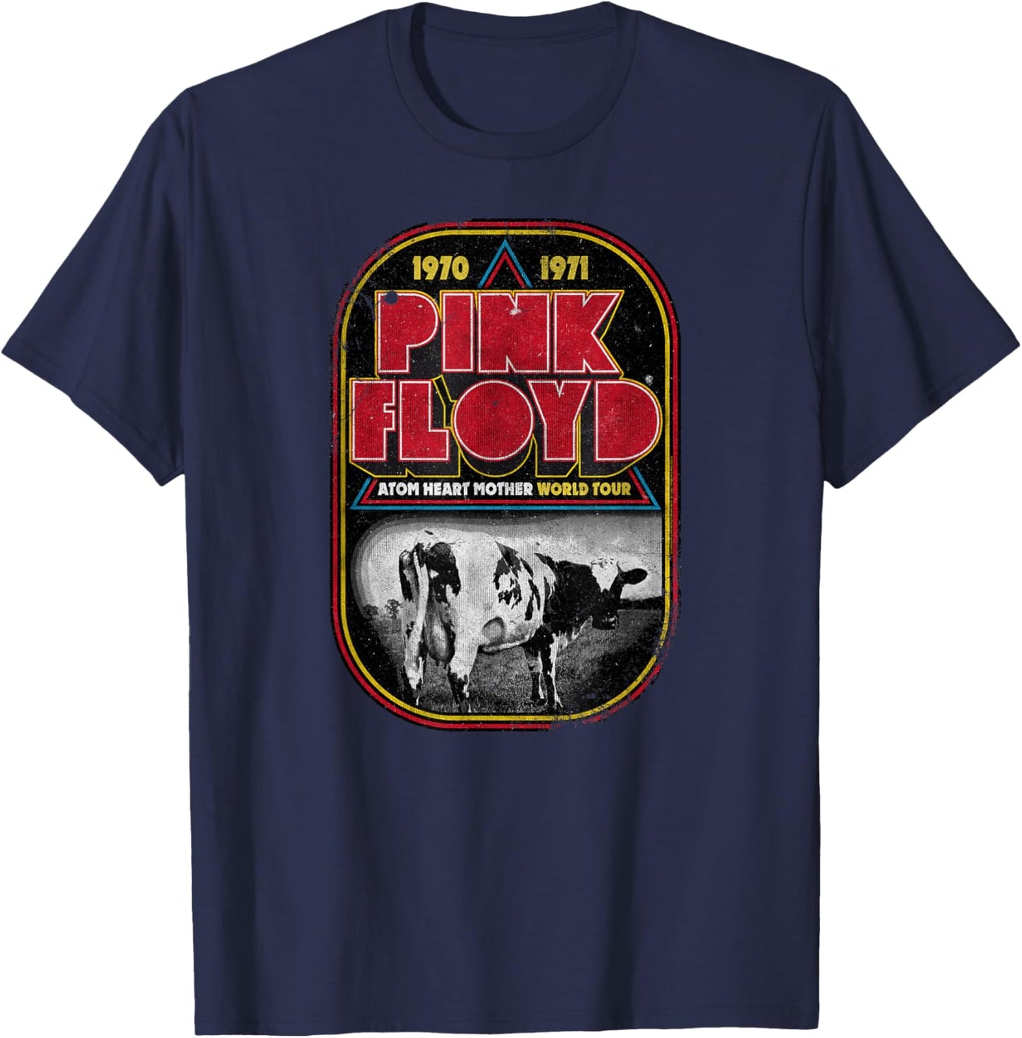 Pink Floyd Atom Heart Mother Distressed World Tour T-Shirt - T-Shirt | Navy