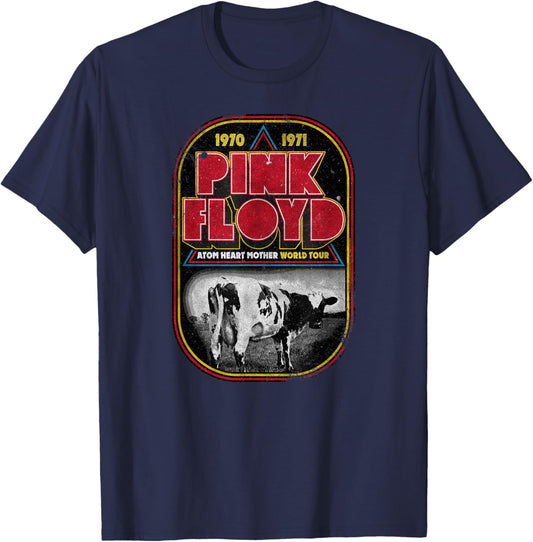Pink Floyd Atom Heart Mother Distressed World Tour T-Shirt - T-Shirt | Navy