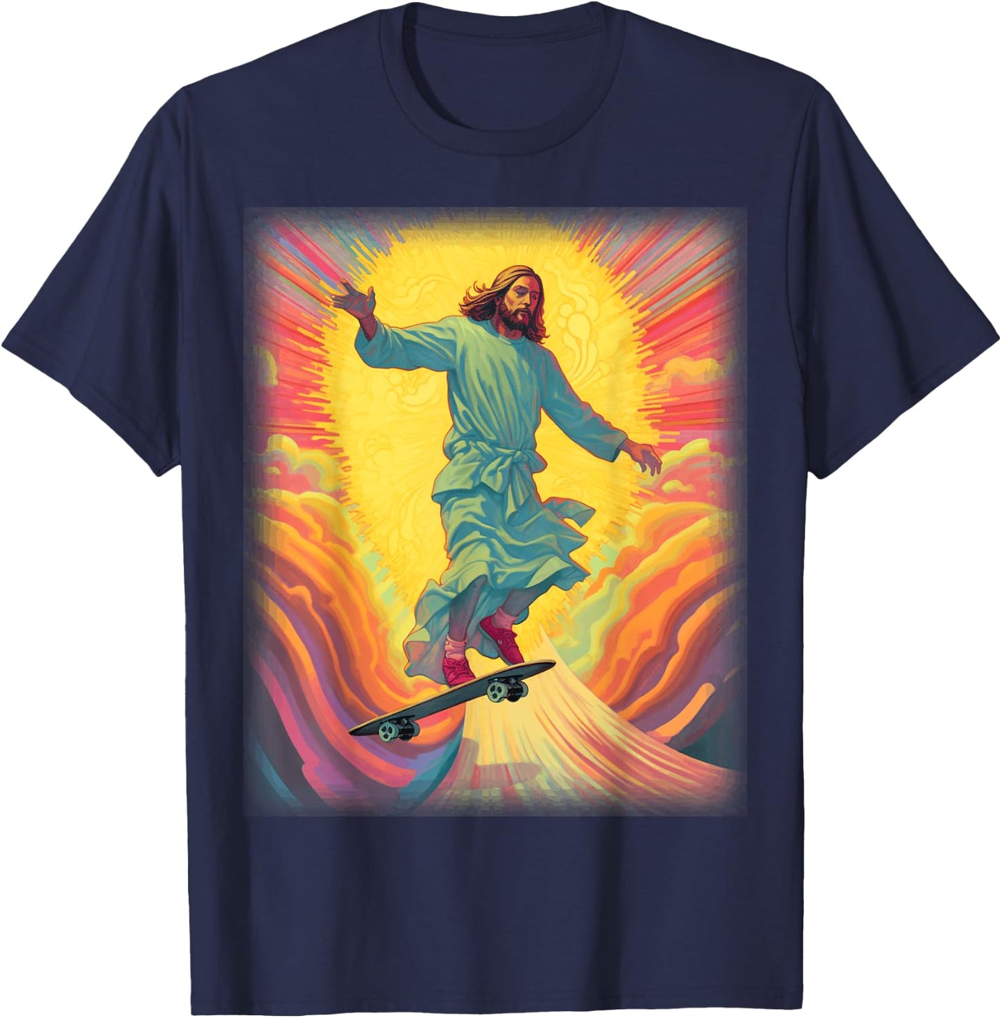 Jesus Skateboarder Heaven Skateboard Christian Skateboarding T-Shirt - T-Shirt | Navy