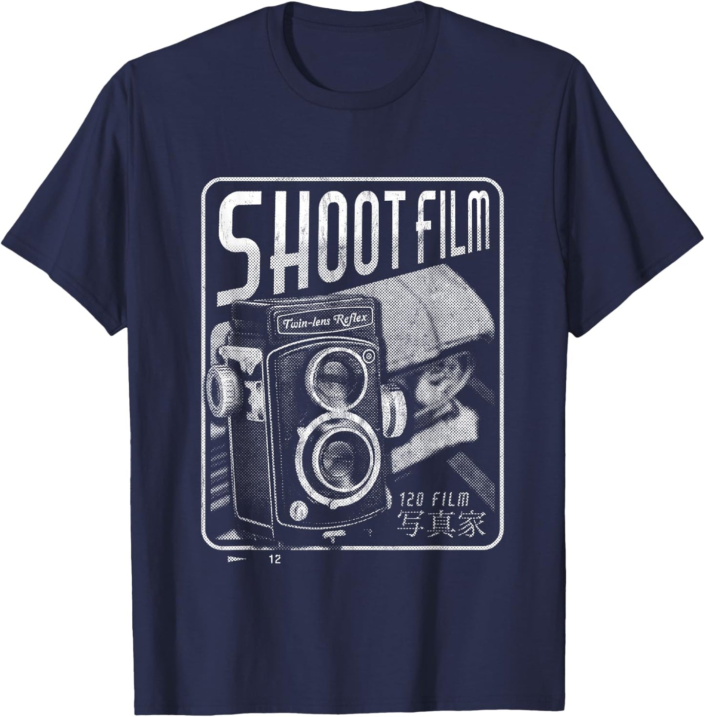 Shoot Film Medium Format Vintage Camera Analogue Photography T-Shirt - T-Shirt | Navy