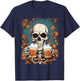 Skeleton Drinking Beer Retro Halloween Costume Beer Drink T-Shirt - T-Shirt | Navy