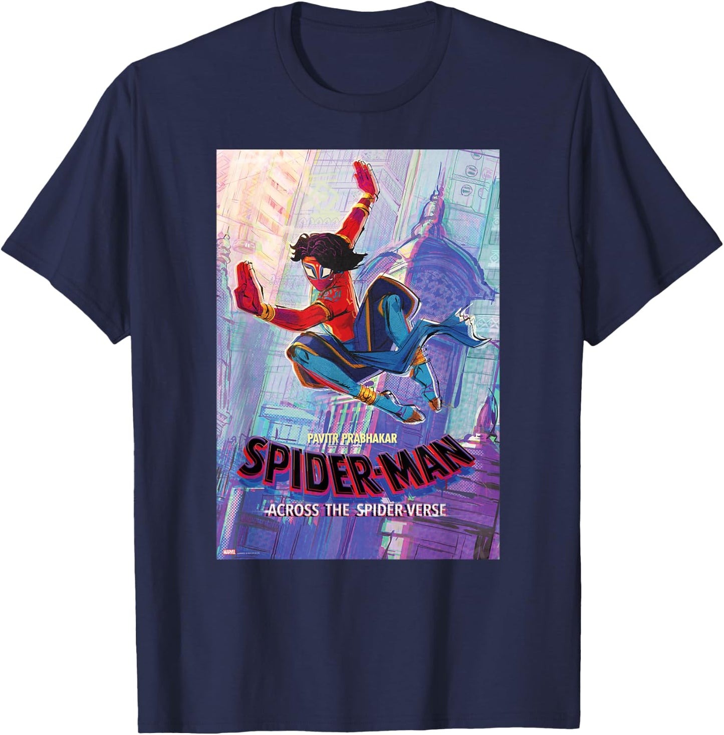 Marvel Spider-Man: Across the Spider-Verse Pavitr Poster T-Shirt - T-Shirt | Navy