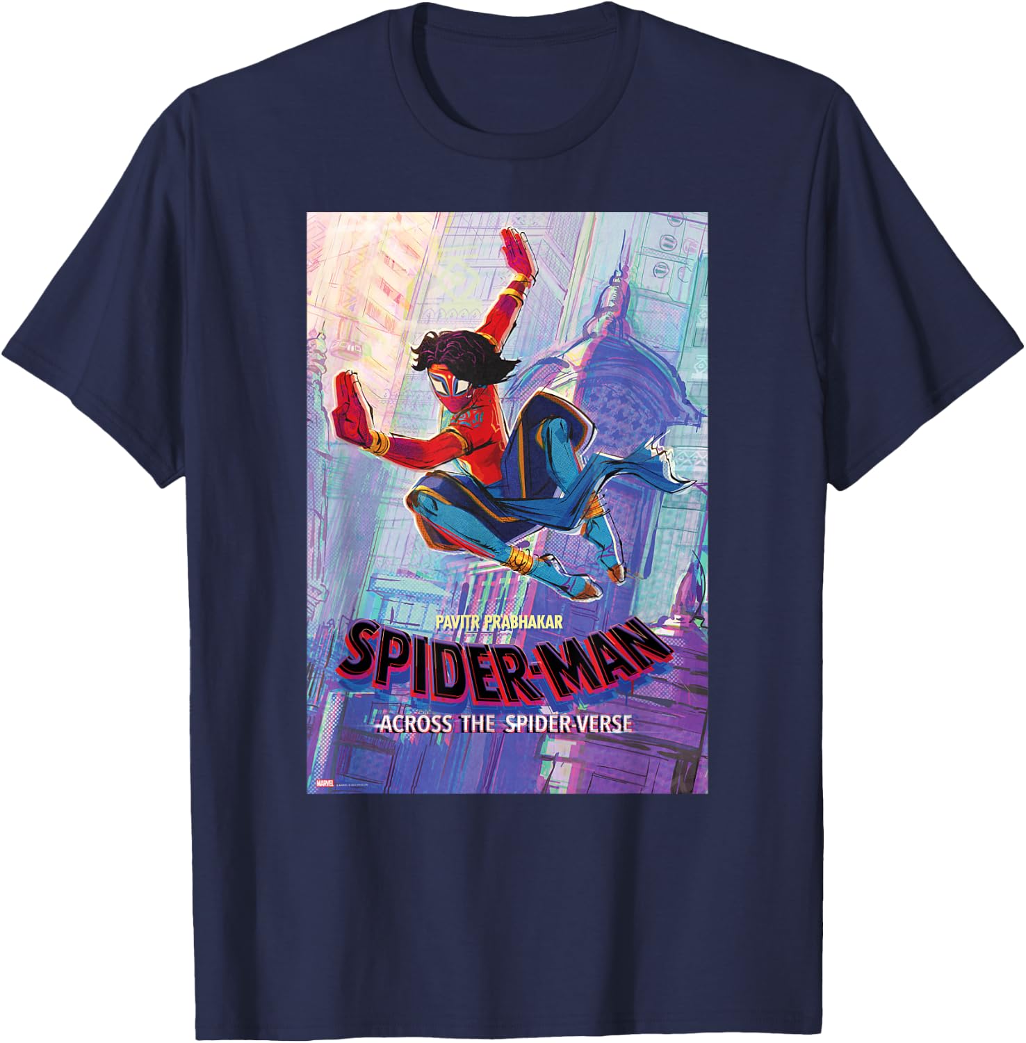 Marvel Spider-Man: Across the Spider-Verse Pavitr Poster T-Shirt - T-Shirt | Navy