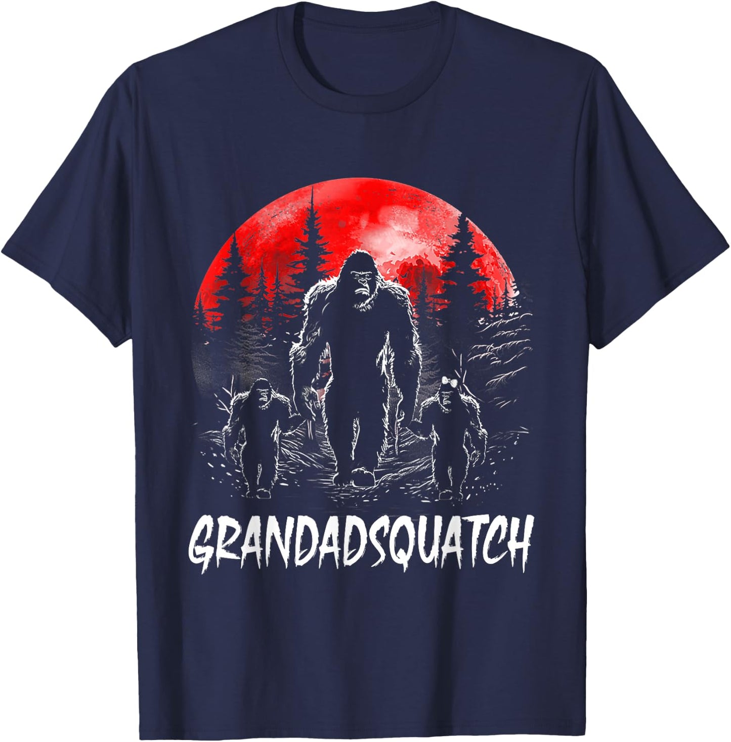 Grandad Squatch Funny Bigfoot Dad Sasquatch Yeti Fathers day T-Shirt - T-Shirt | Navy