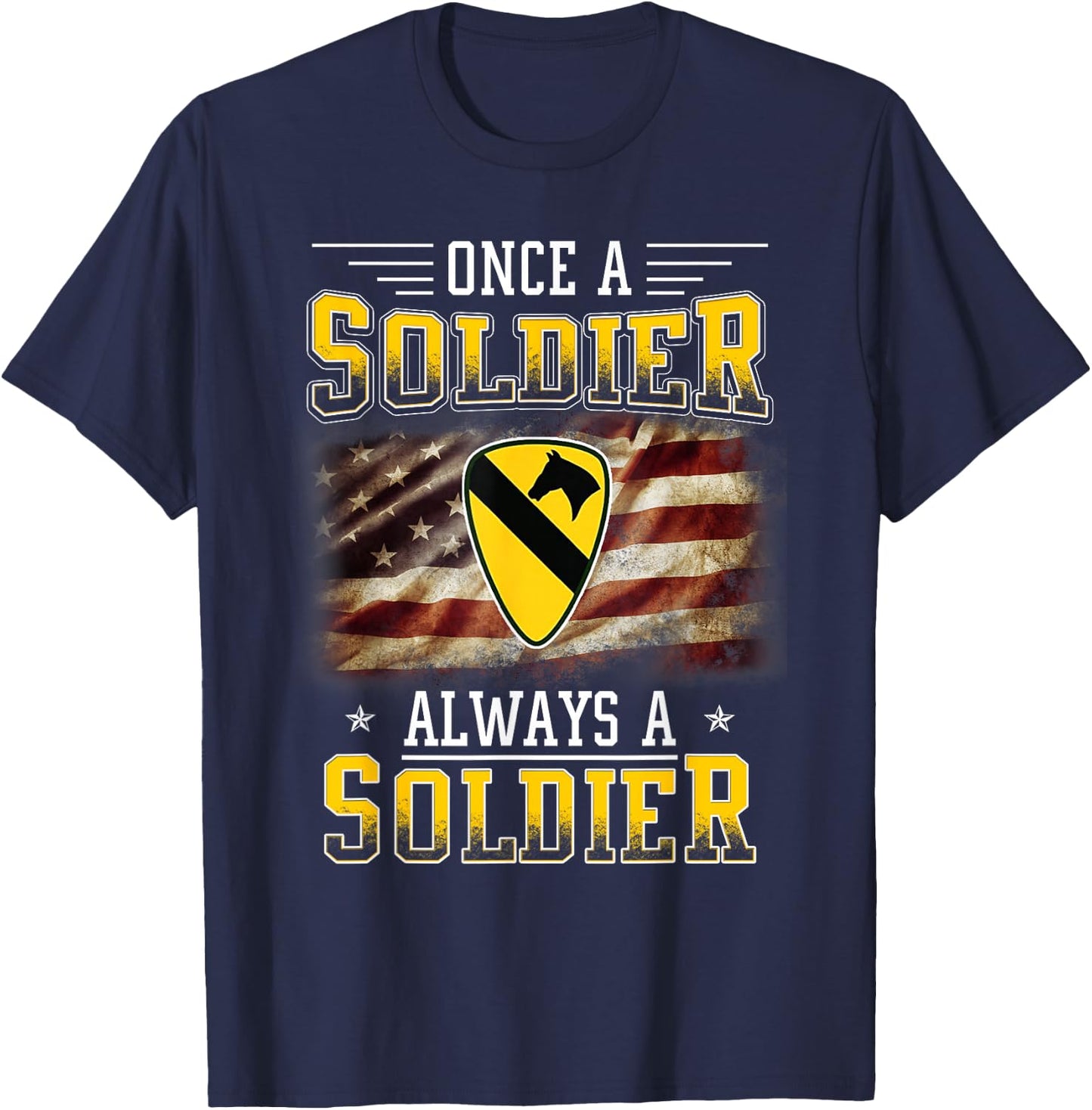1st Cavalry Division Veteran Always a Soldier Military Xmas T-Shirt - T-Shirt | Navy