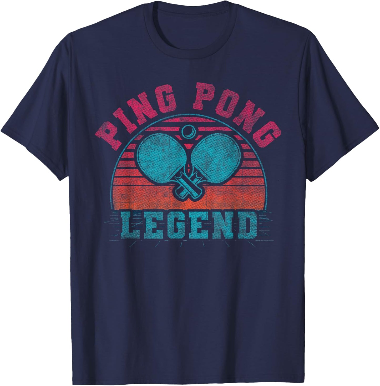 Cool Ping Pong Retro Crossing Rackets Ping Pong Legend T-Shirt - T-Shirt | Navy
