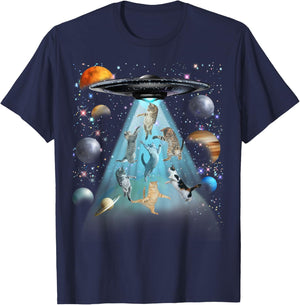 Space Cat Galaxy Cat Funny for Cat Dad Cat Mom Cat Lover T-Shirt - T-Shirt | Navy