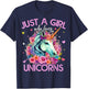 Just A Girl Who Loves Unicorns Girls T-Shirt - T-Shirt | Navy
