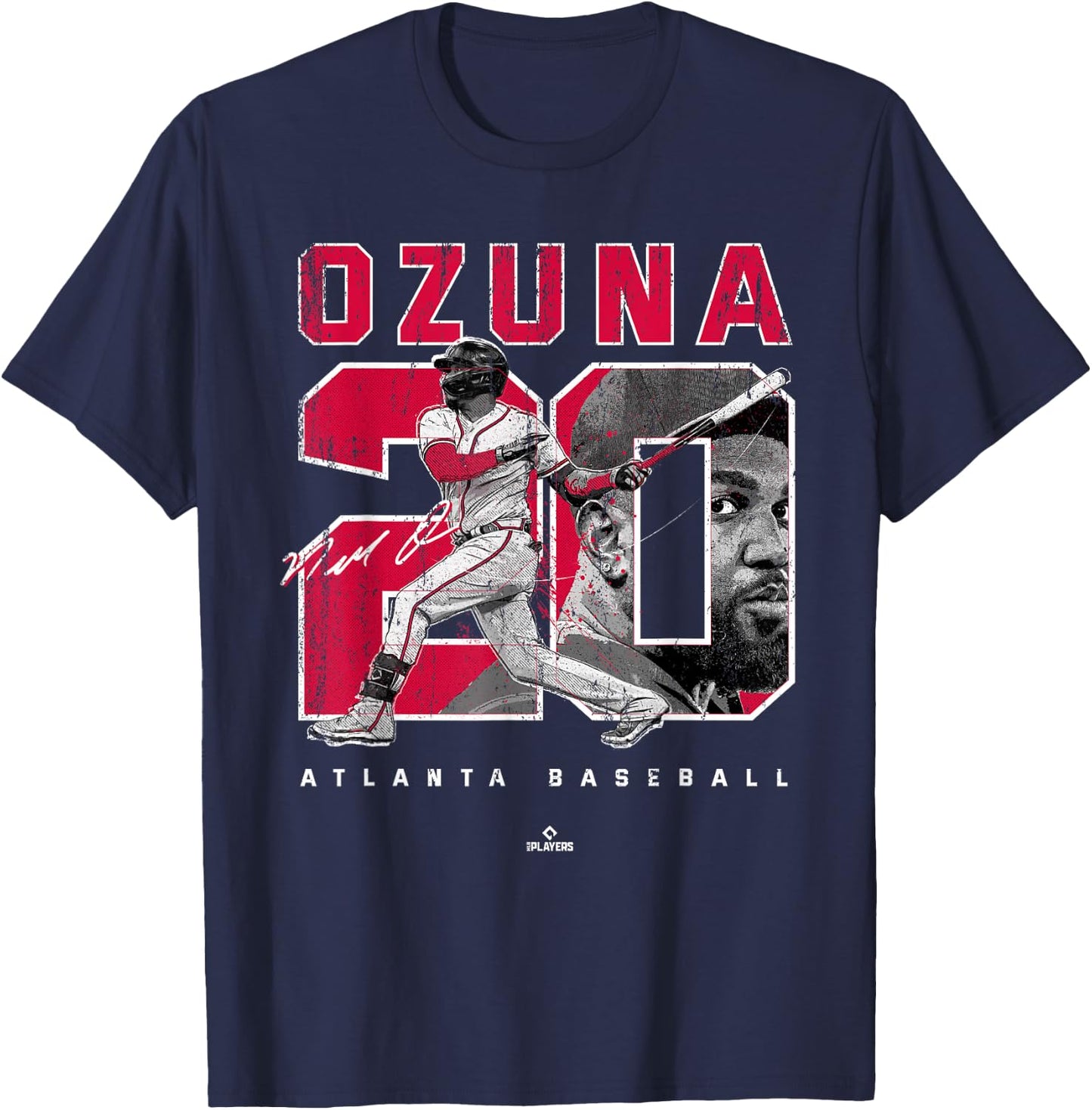 Number and Portrait Marcell Ozuna Atlanta MLBPA T-Shirt - T-Shirt | Navy