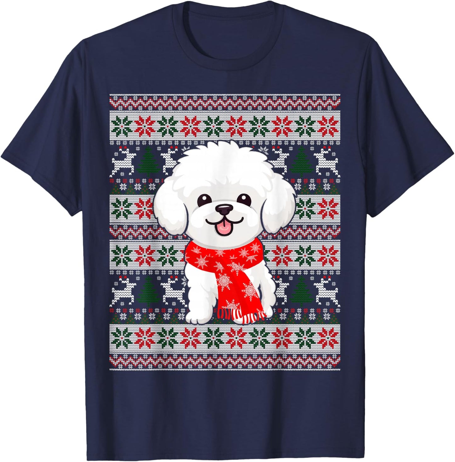 Bichon Frise Dog Lover Christmas Family Matching Pajama Xmas T-Shirt - T-Shirt | Navy