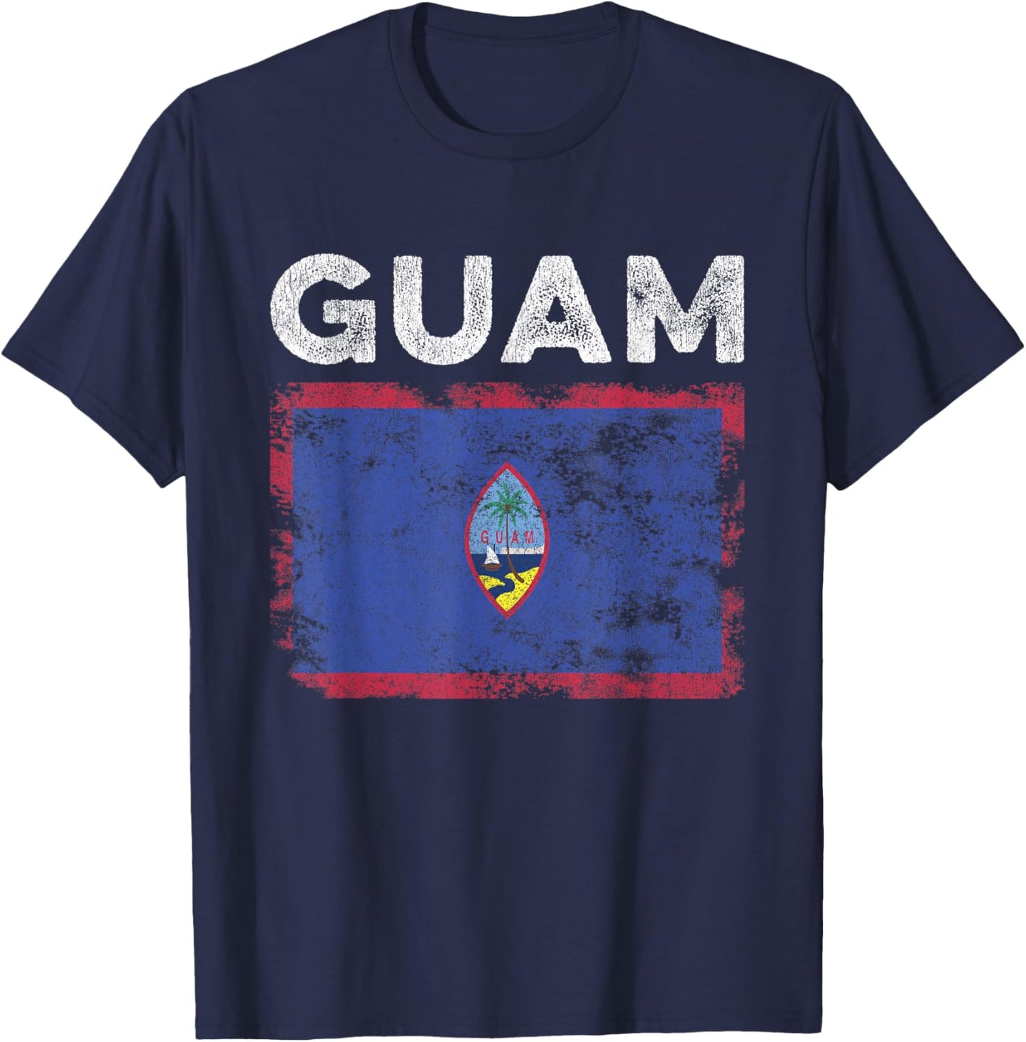 Guam Flag Distressed - Men Women Kids - Guamanian Flag T-Shirt - T-Shirt | Navy